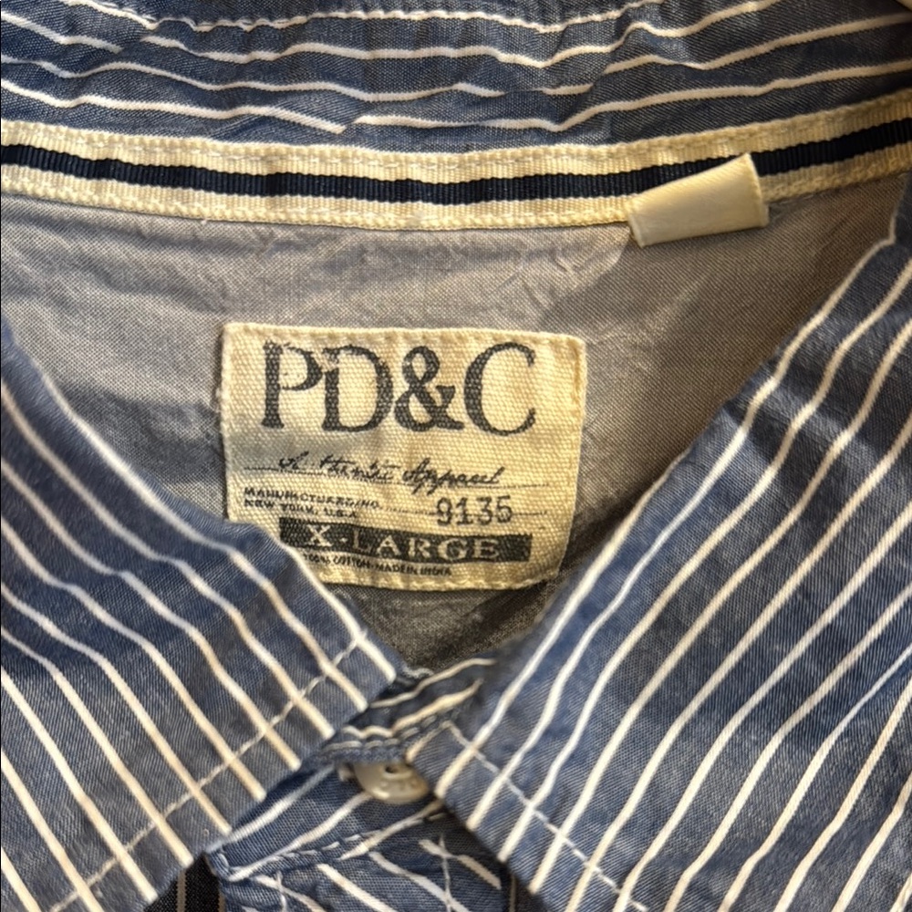PD&C Men's Blue Striped Shirt Size Extra Large - Picture 2 of 8